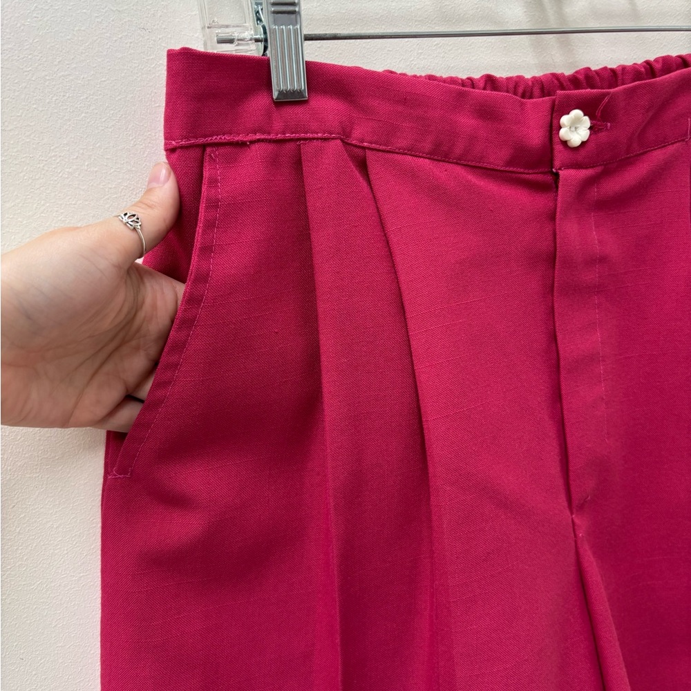 Vintage Handmade Fuchsia Short Set with Floral Buttons - Picture 4 of 11